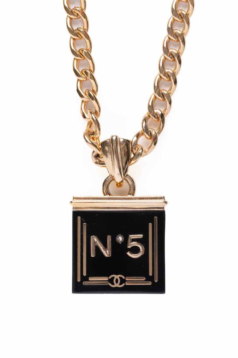 Chanel 2021 Resin No.5 Square Pendant Necklace