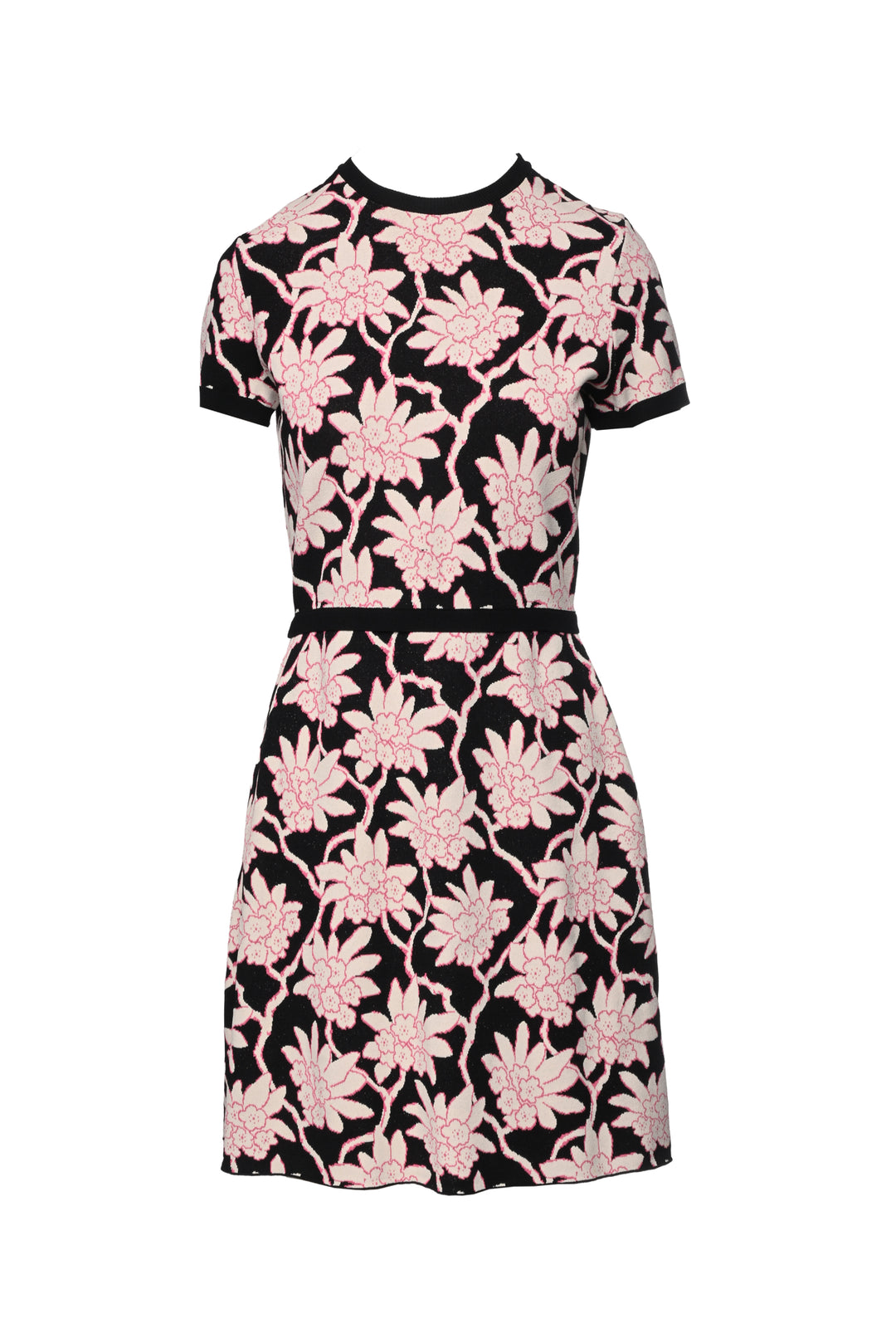 Valentino Size M Floral Knit Short Sleeve Mini Dress
