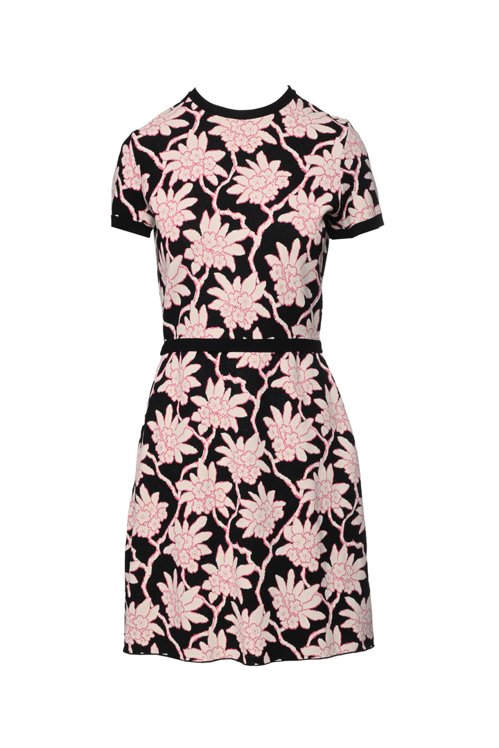 Valentino Size M Floral Knit Short Sleeve Mini Dress