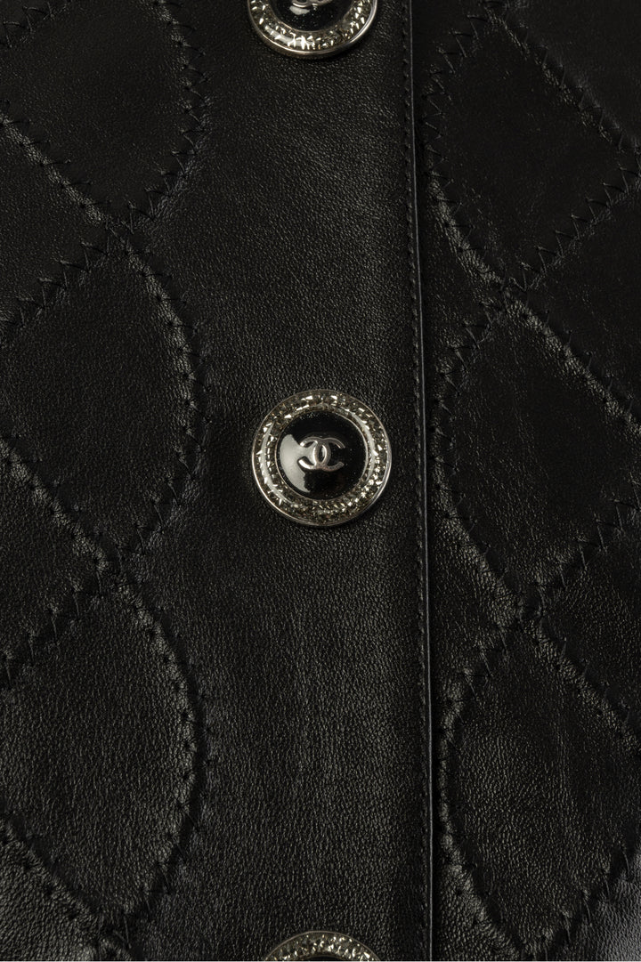 Chanel Size 34 2022 Quilted Lambskin Leather Jacket