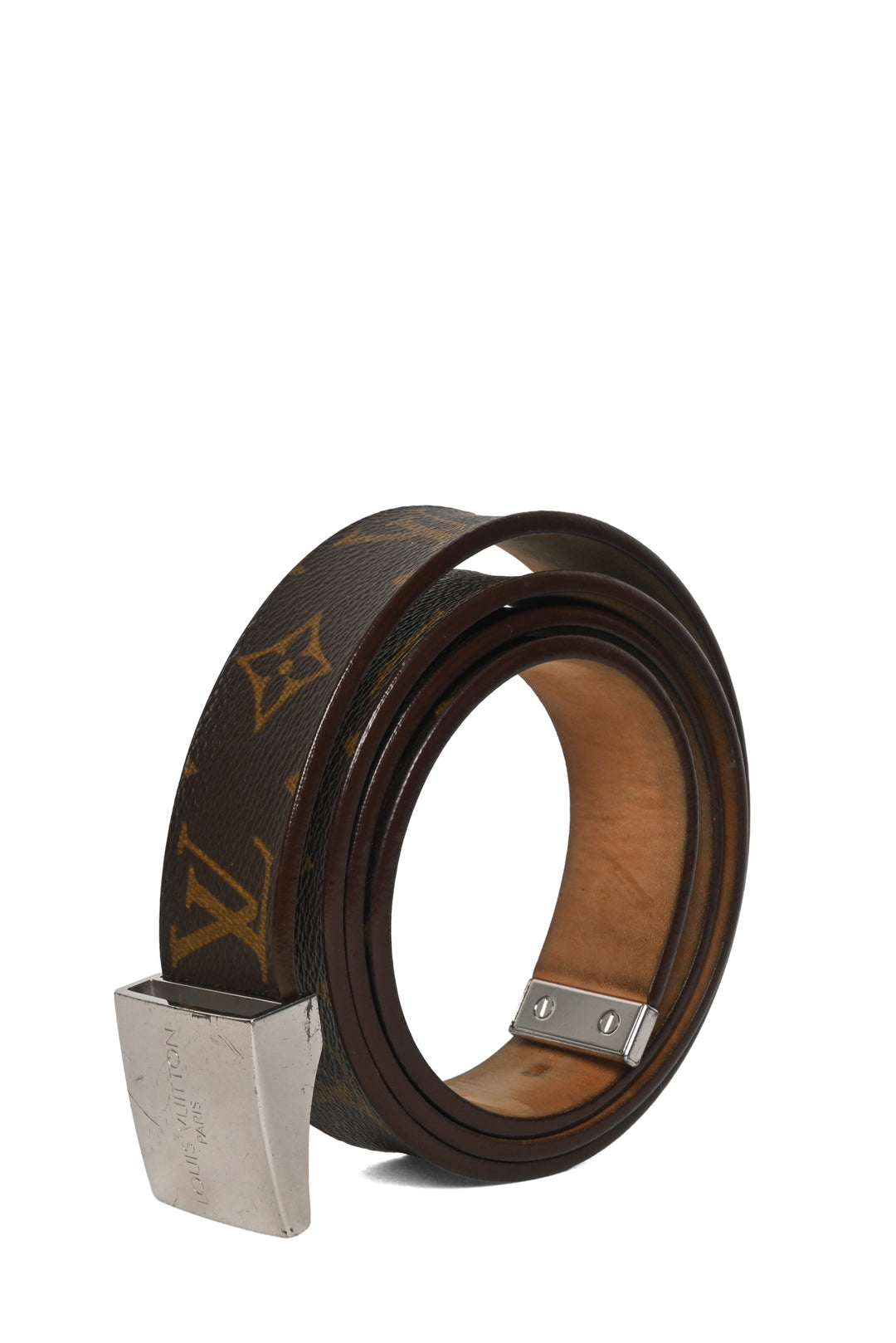 Louis Vuitton Size 40 Monogram Coated Canvas Square Buckle Belt