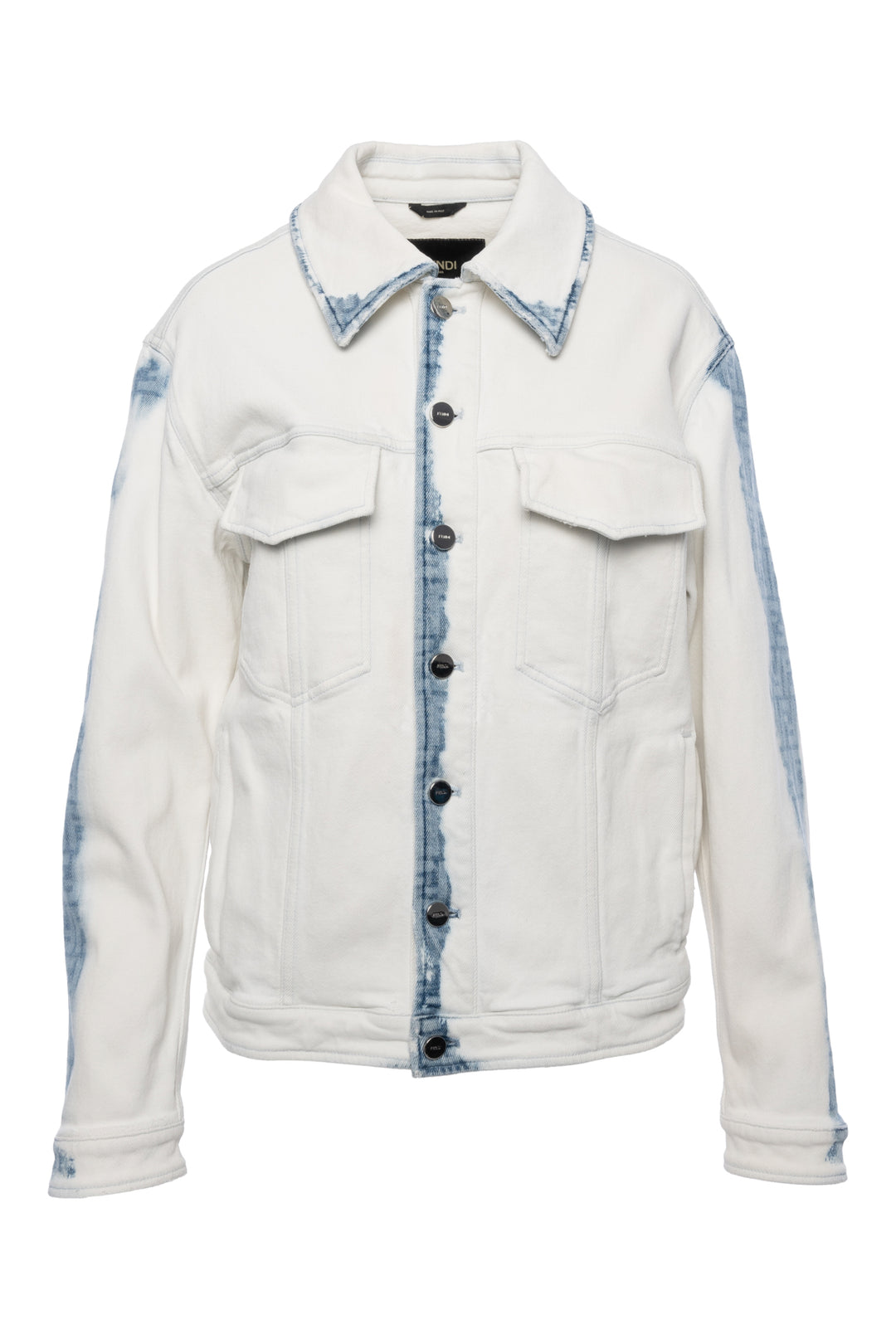 Fendi Size 46 Men's Bleached Monogram Denim Jacket