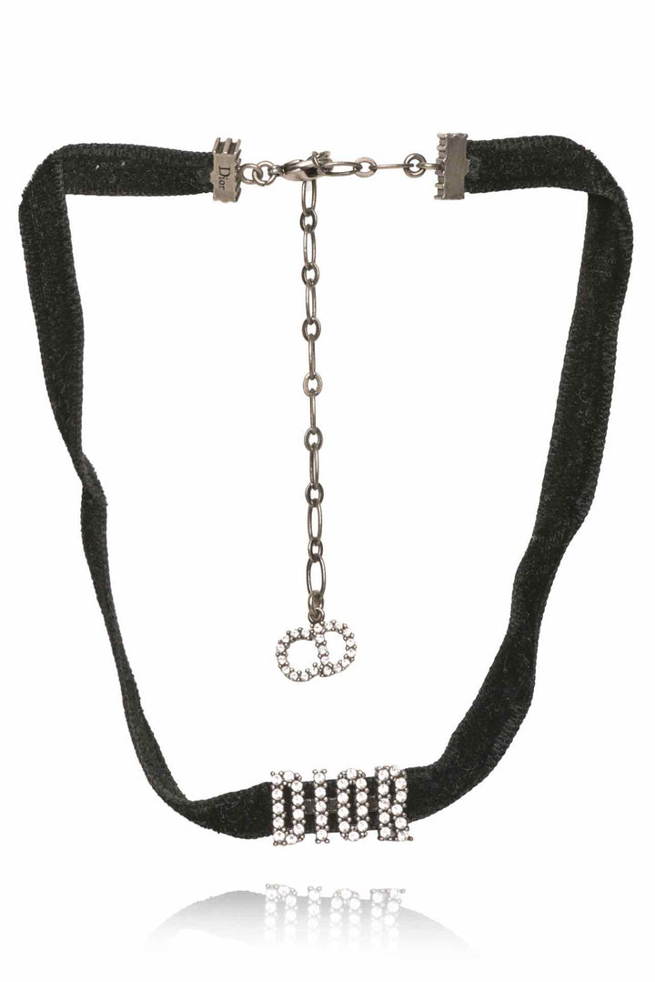 Dior Velvet & Crystal Embellished Dior Choker Necklace