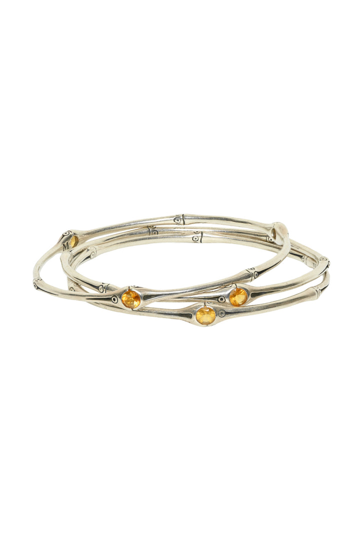 John Hardy Sterling Silver & Citrine Bamboo 3 Bangle Set