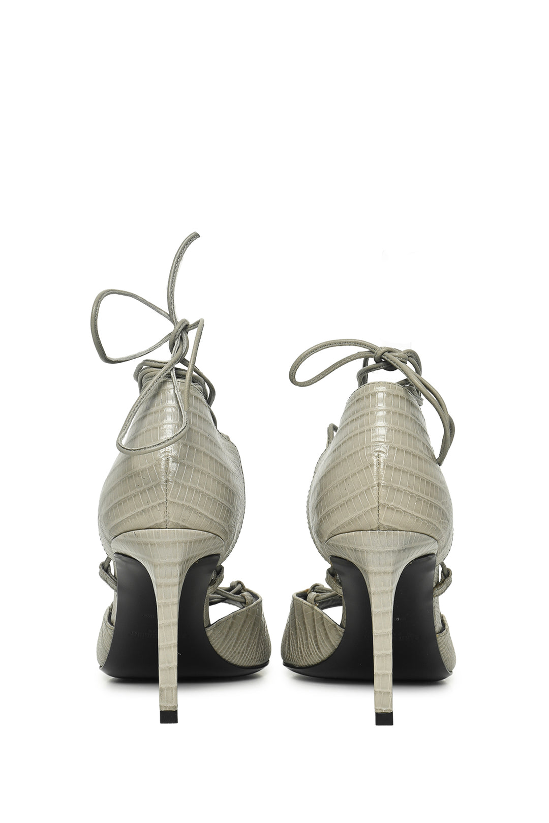Saint Laurent Size 37 Lizard Embossed Leather Ankle Wrap Sandals