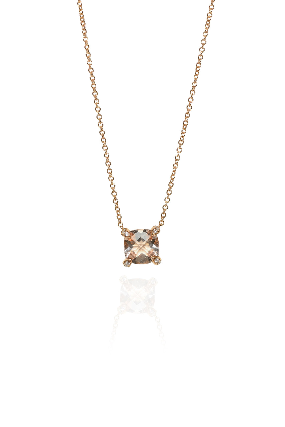 David Yurman 18K Rose Gold Morganite & Diamonds Petite Chatelaine Necklace