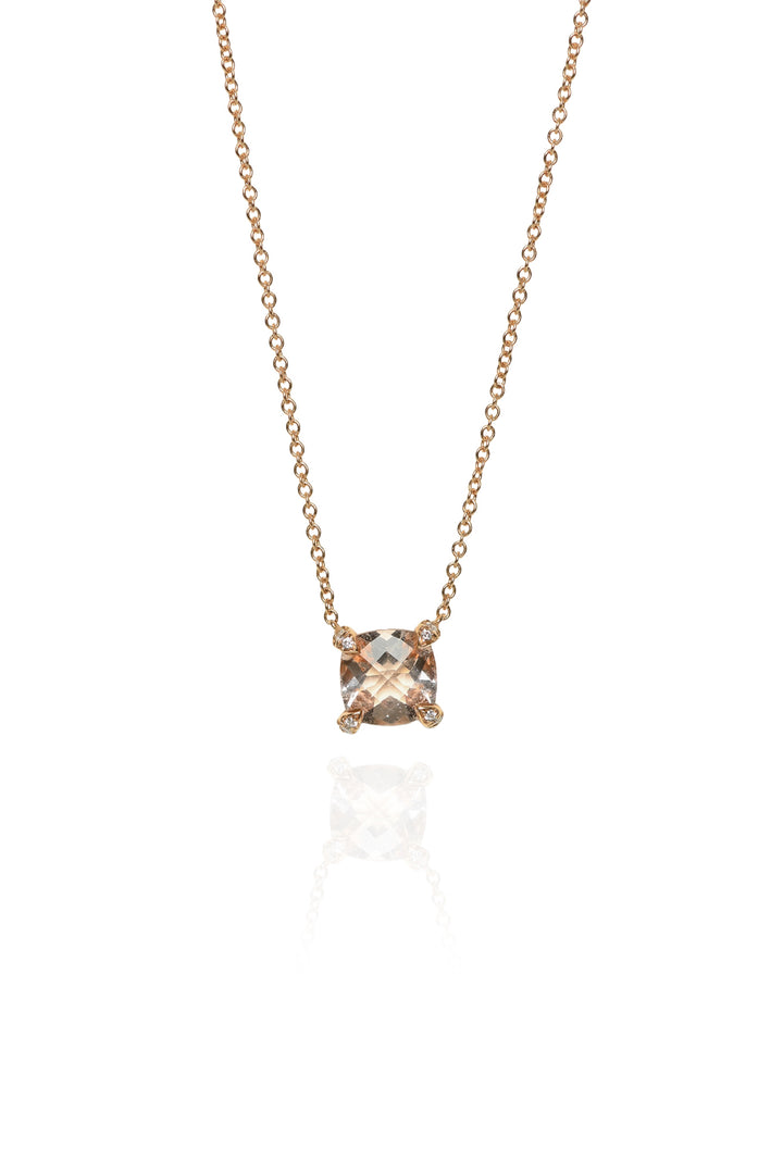 David Yurman 18K Rose Gold Morganite & Diamonds Petite Chatelaine Necklace
