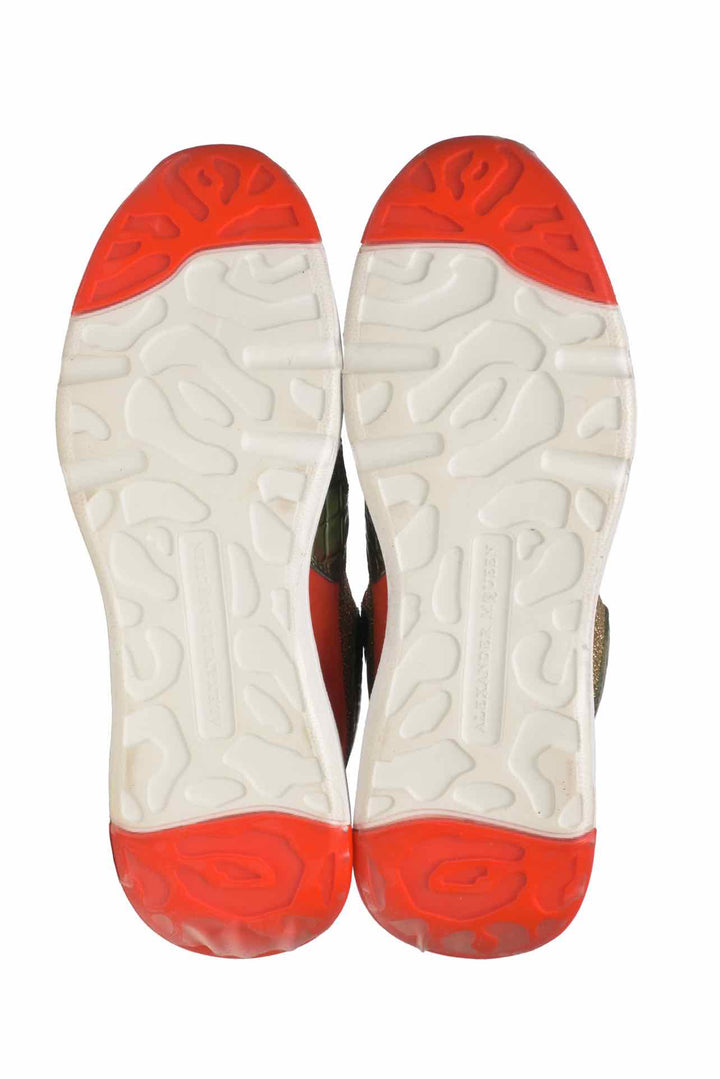 Alexander Mcqueen Size 37.5 Metallic Leather & Suede Sneaker