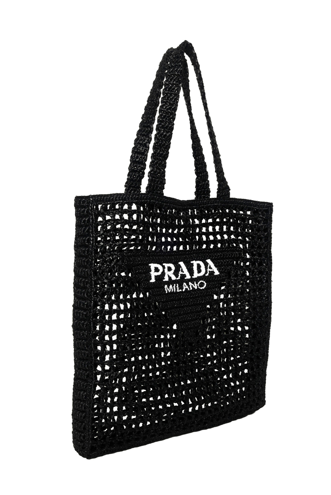 Prada Woven Raffia Logo Tote