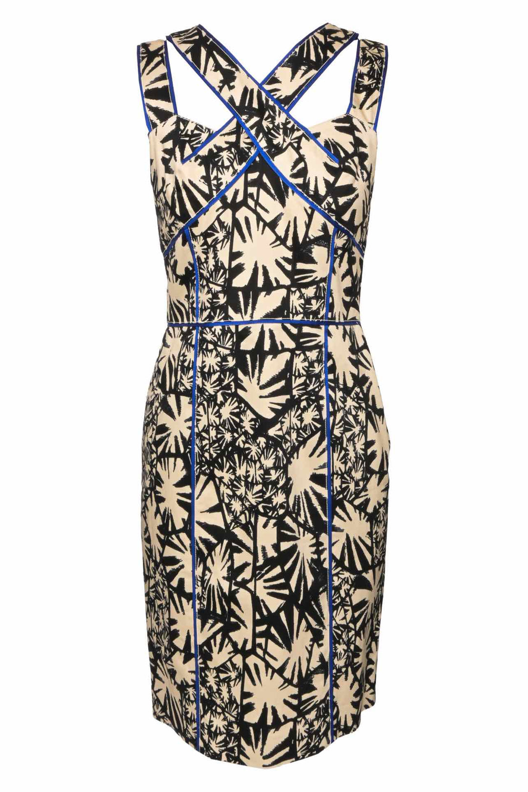 Oscar De La Renta Size 8 Pattern Cut Out Midi Dress