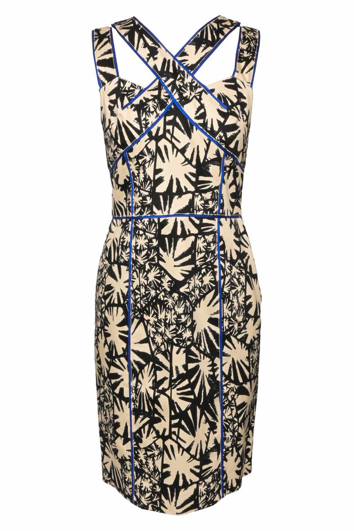 Oscar De La Renta Size 8 Pattern Cut Out Midi Dress