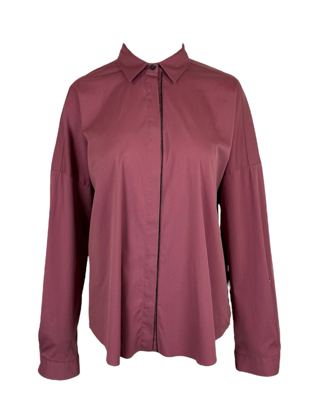 Brunello Cucinelli Size XL Monili-Trim Poplin Shirt