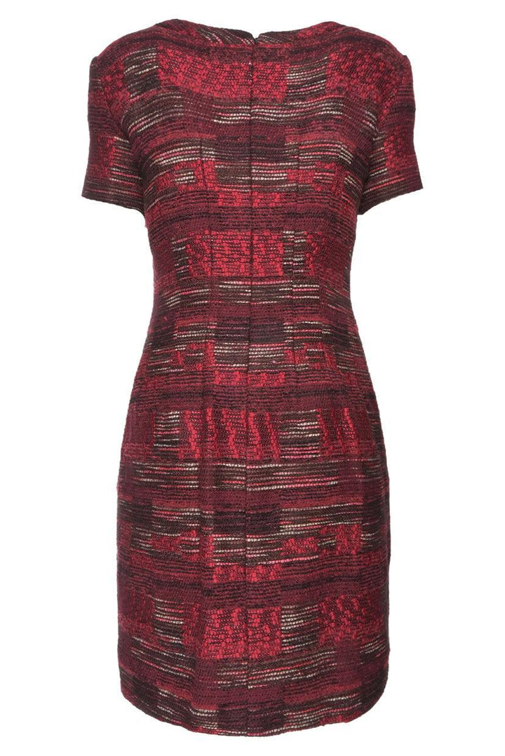 Oscar De La Renta Size 4 Embellished Tweed Short Sleeve Dress