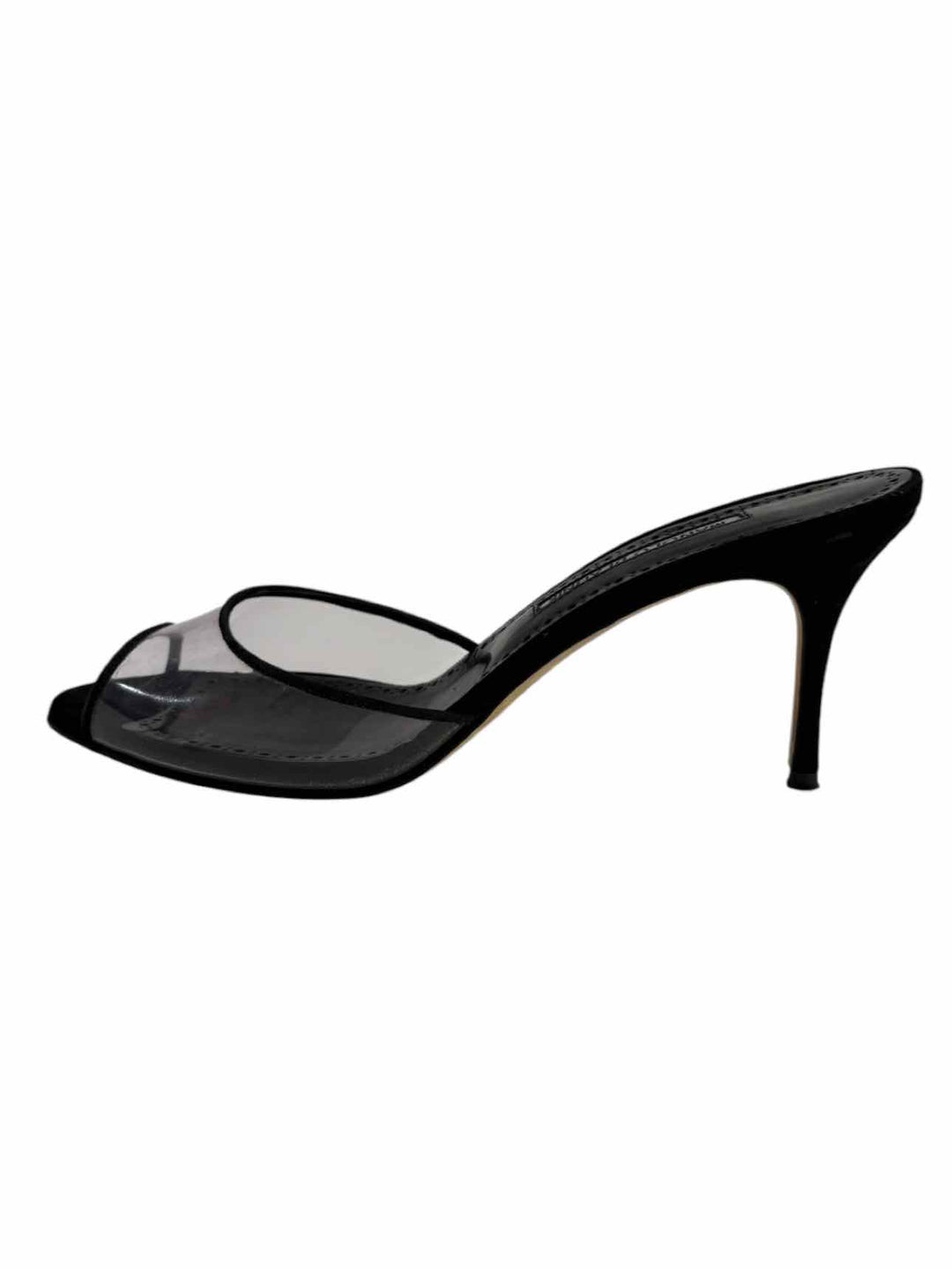 Manolo Blahnik Size 39 Jadifa Peep-Toe Mules