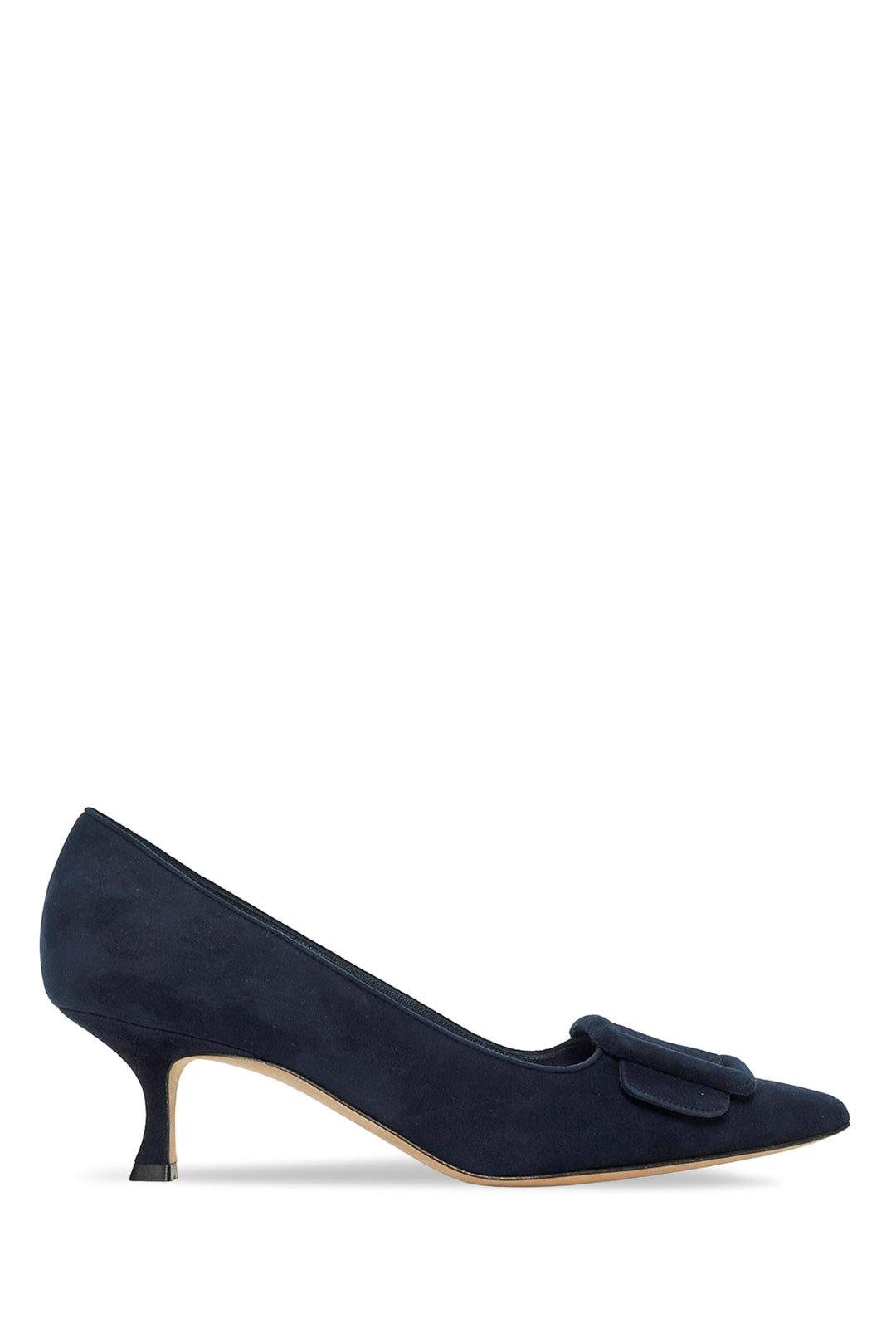 Manolo Blahnik Size 39 Navy Blue Suede Buckle Detail Pumps