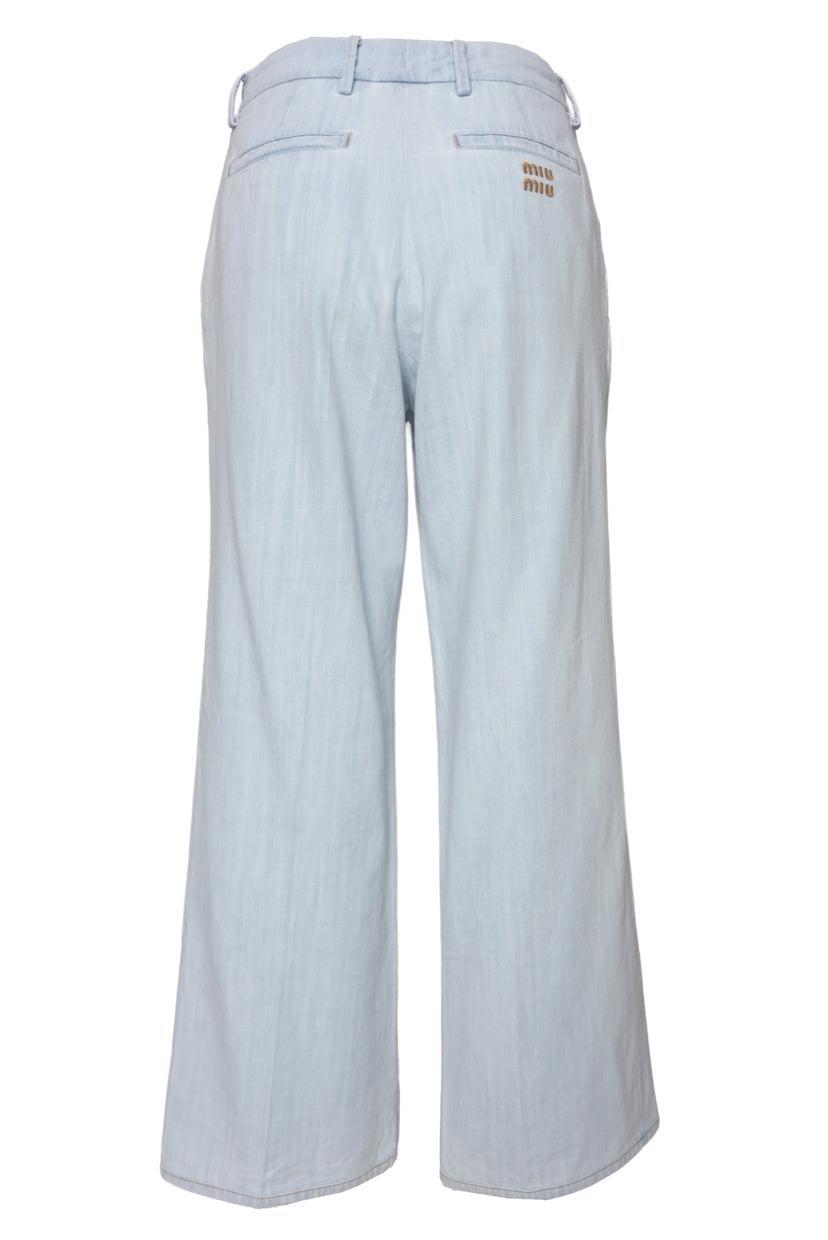 Miu Miu Size 36 2023 Chambray Denim Pleated Pants