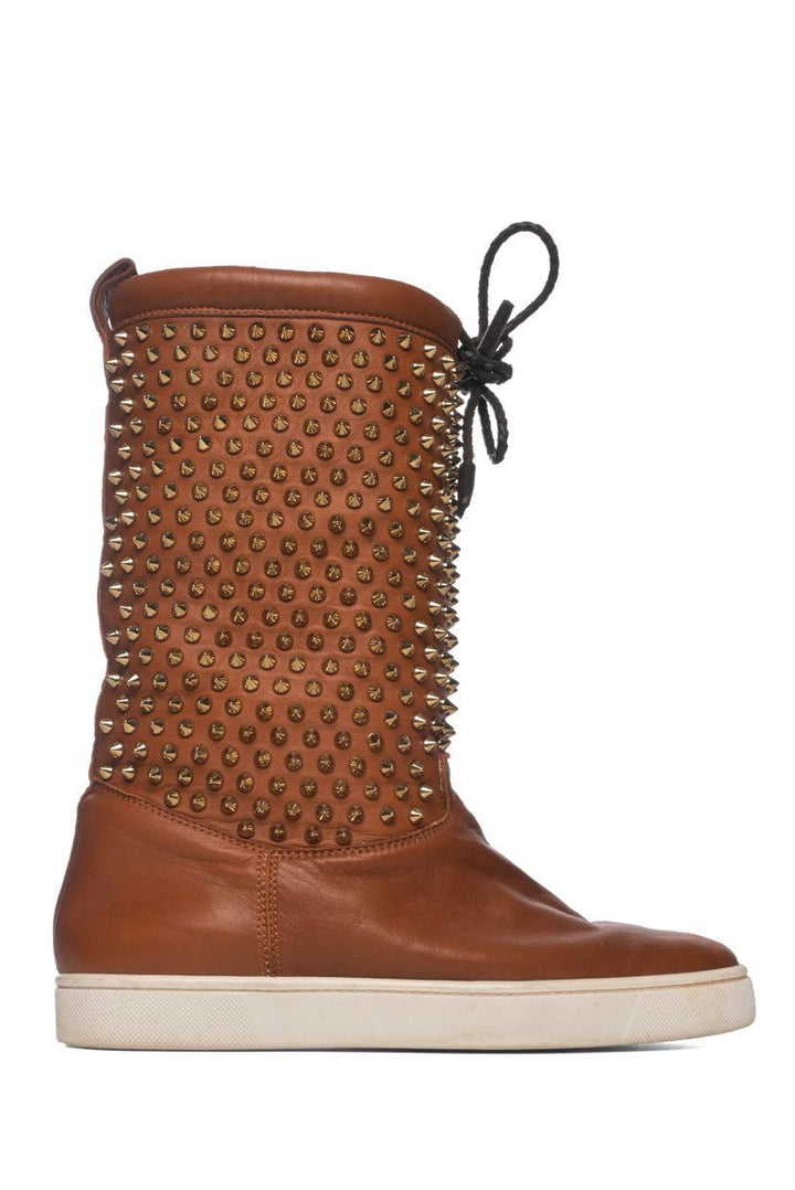 Christian Louboutin Size 9 Surlapony Spiked Mid Calf Ankle Boots