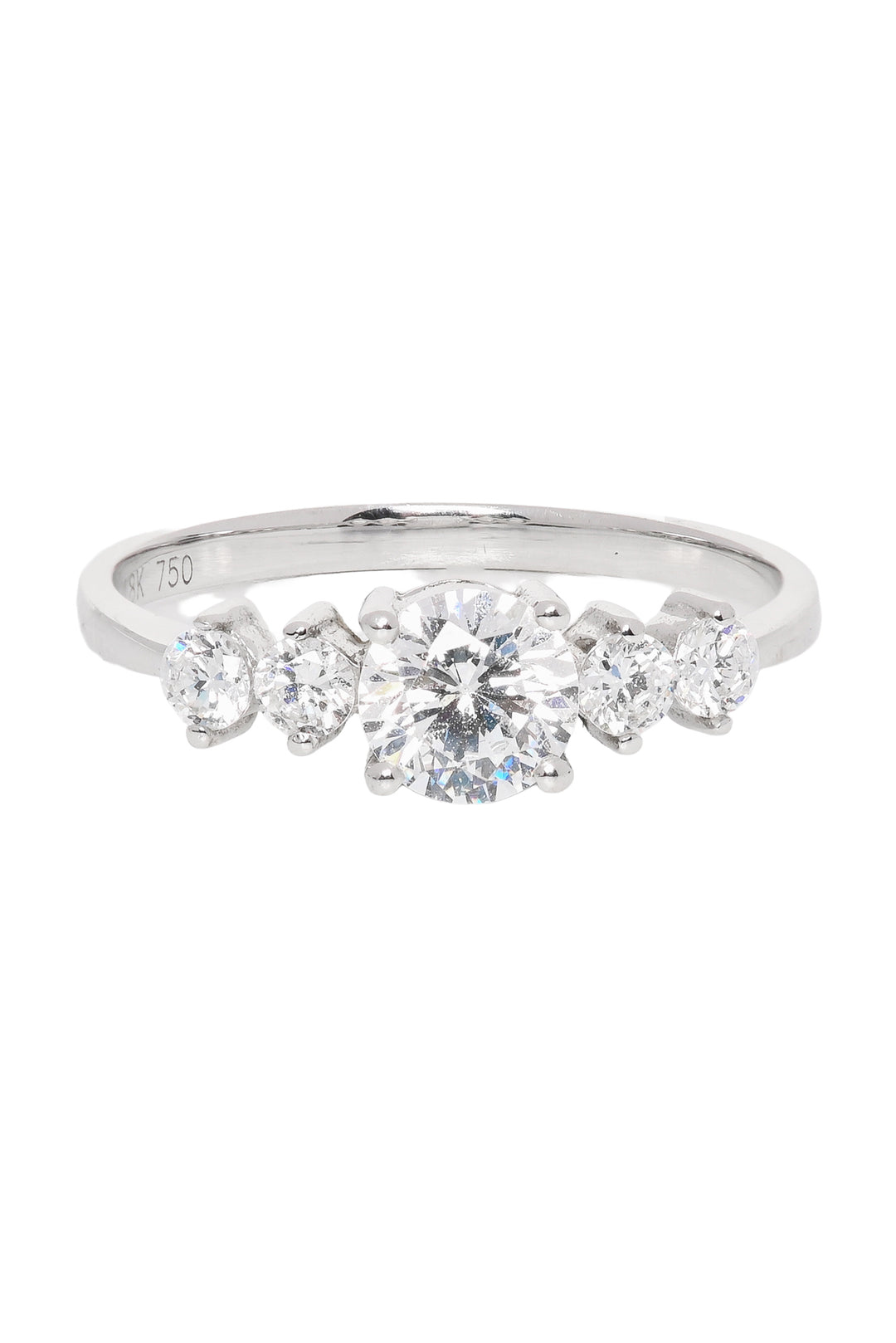 18KT White Gold and Glass Crystals Size 5.5 Ring