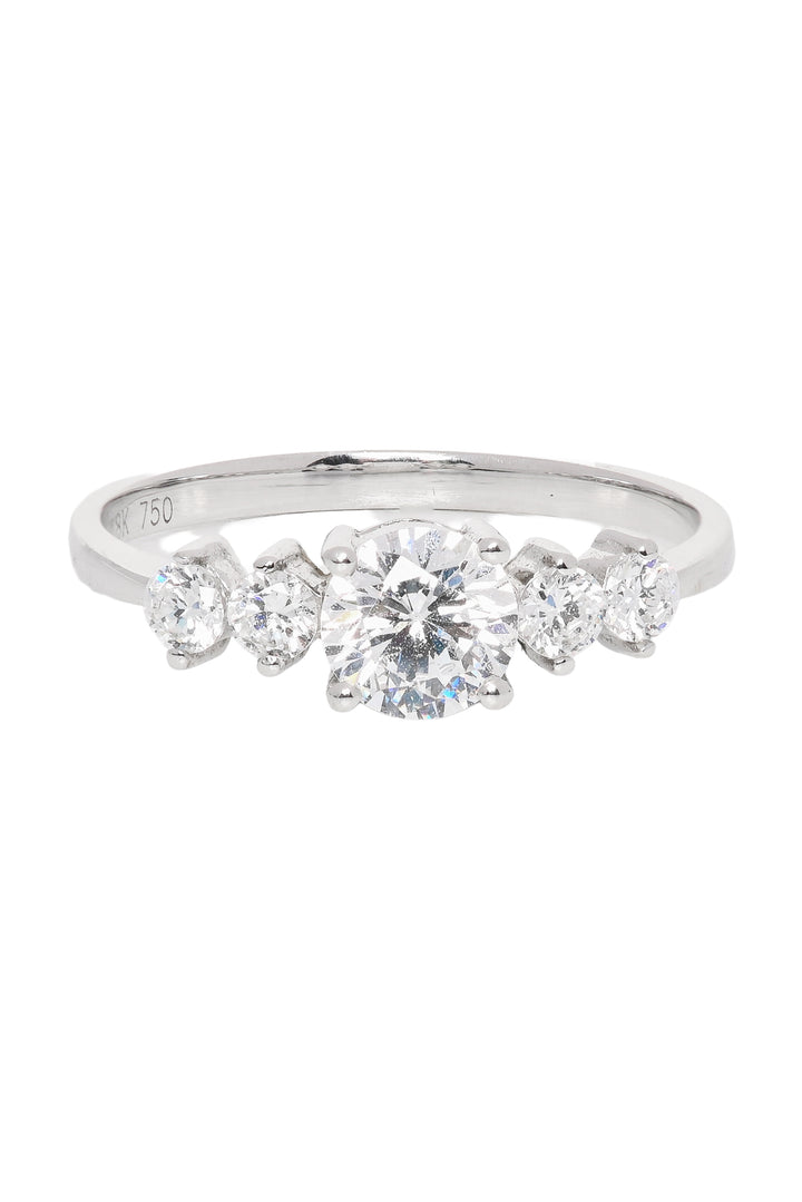 18KT White Gold and Glass Crystals Size 5.5 Ring