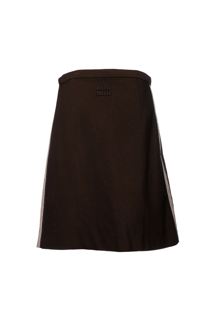 Miu Miu Size XS 2025 Logo Flared Knit Mini Skirt