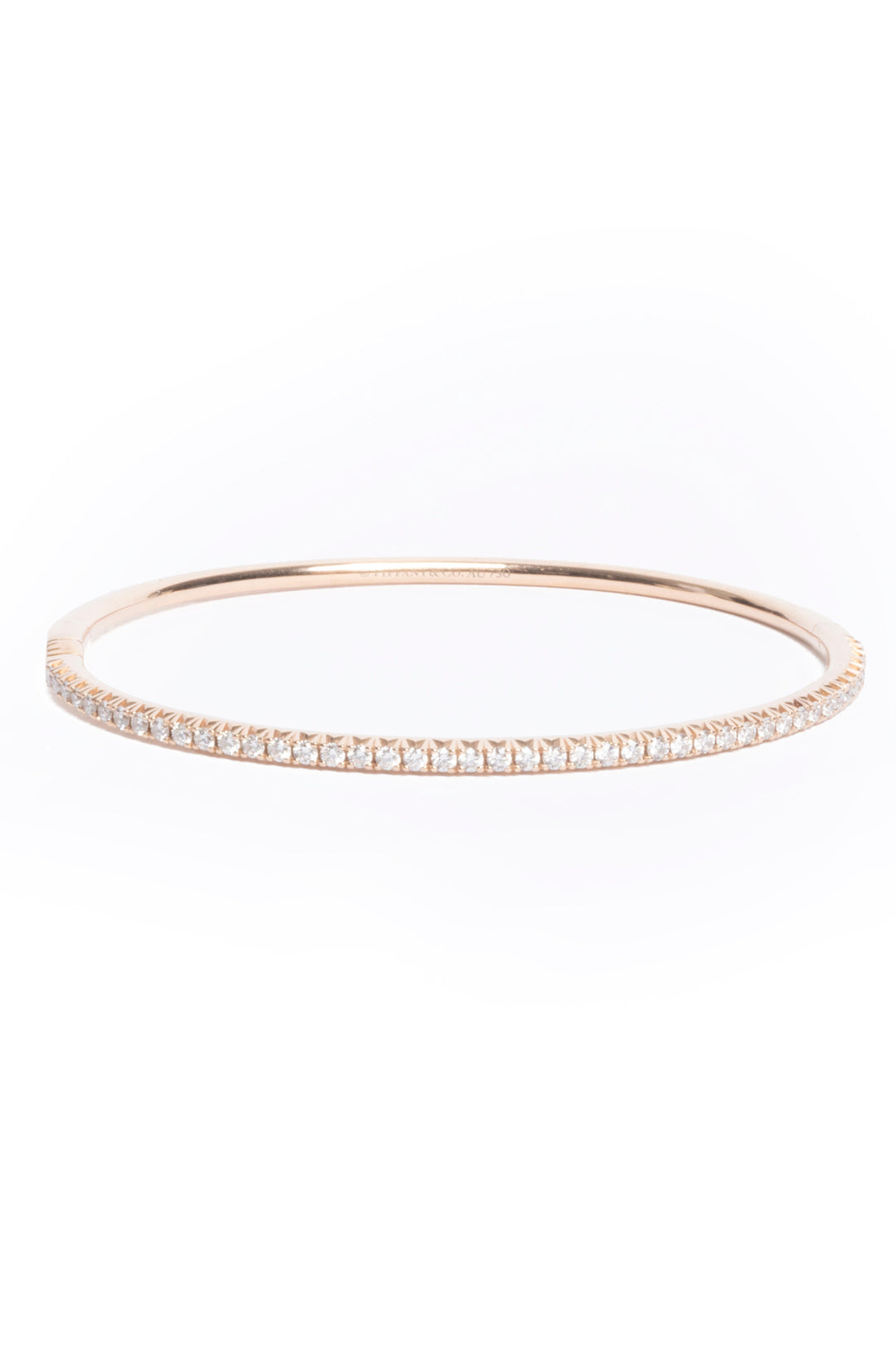 Tiffany Size XS 18K Rose Gold Hinged Bracelet with Diamonds