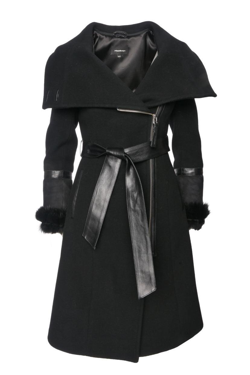 Mackage Size XS Isabel Fur Trimmed Wool Blend Coat