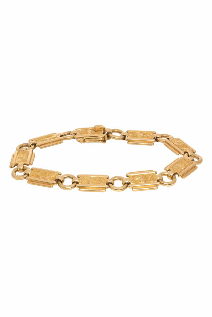 18K Yellow Gold 9 Rectangular Link Bracelet