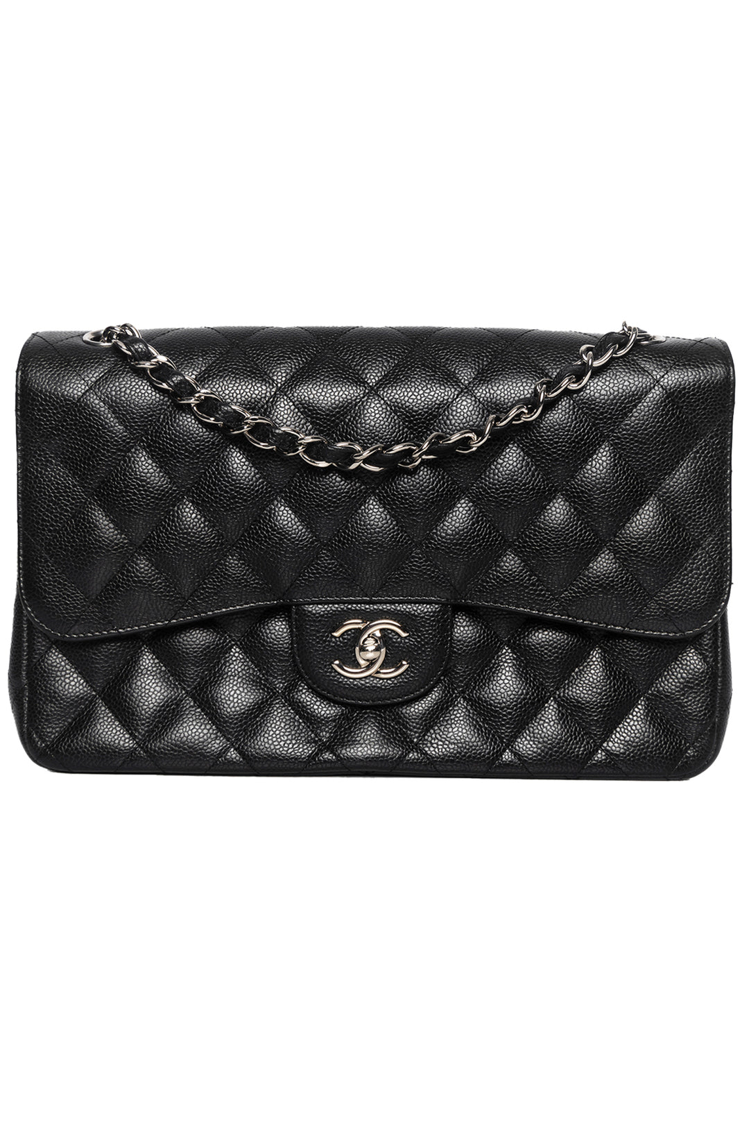 Chanel 2012 Jumbo Caviar Leather Double Flap Shoulder Bag
