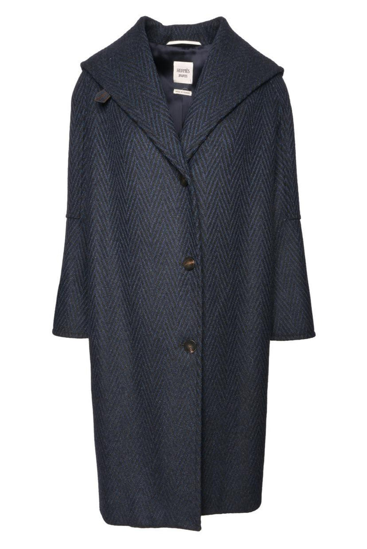 Hermes Size 34 Herringbone Wool Coat