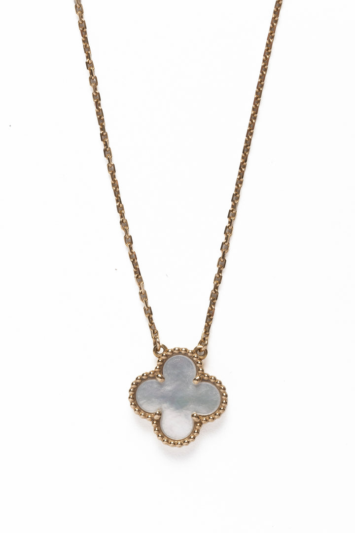 Van Cleef & Arpels 18K Yellow Gold & Mother Of Pearl Vintage Alhambra Necklace