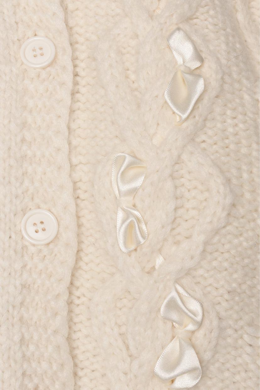 Simone Rocha Size S Embellished & Bow Cable Knit Cardigan