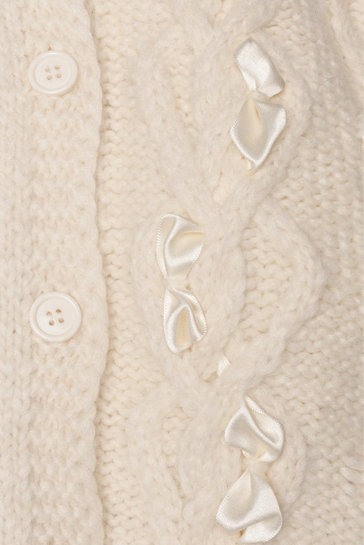 Simone Rocha Size S Embellished & Bow Cable Knit Cardigan