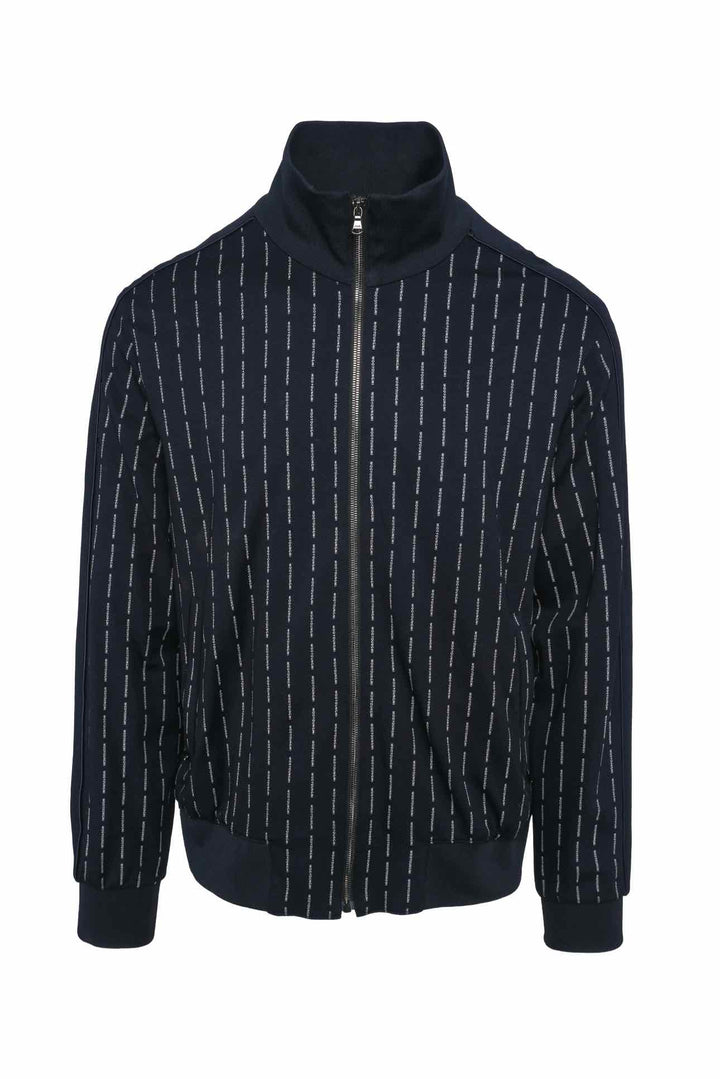 Wooyoungmi Size L Men's Logo Striped Zip Up Jacket