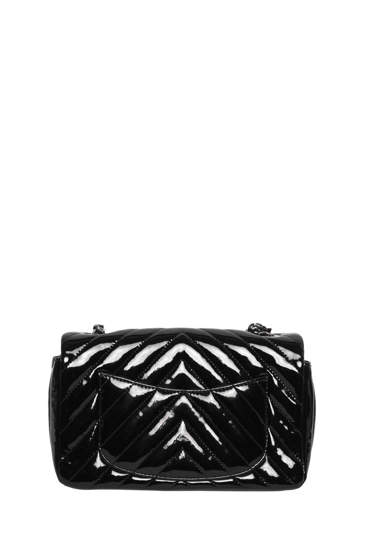 Chanel 2015-2016 Mini Rectangular Classic Chevron Patent Single Flap Bag