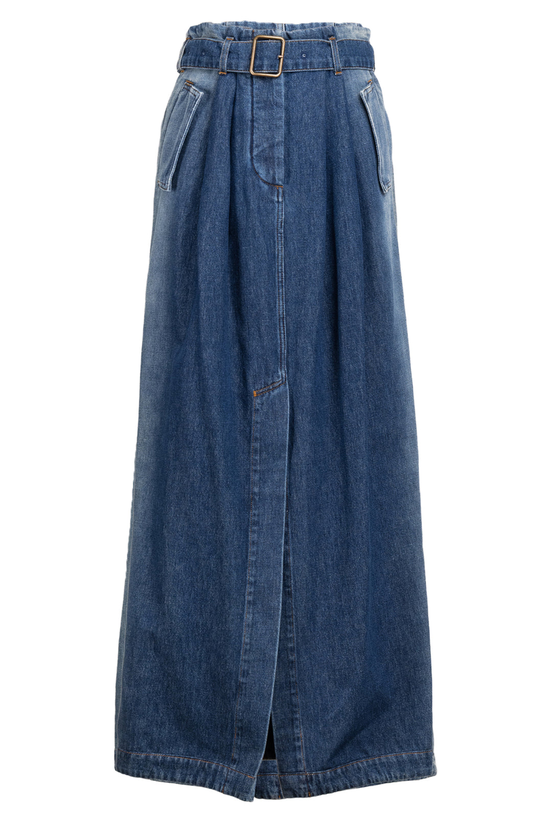 Dries Van Noten Size 36 Belted Denim Maxi Skirt