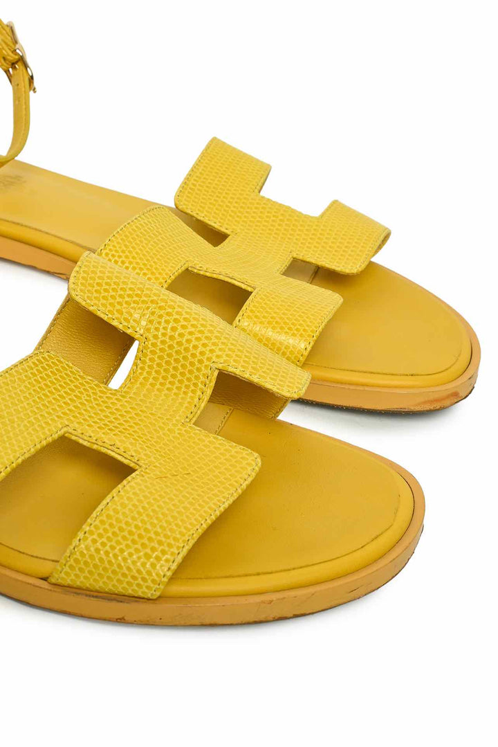 Hermes Size 36 Lizard Santorini Ankle Strap Sandals