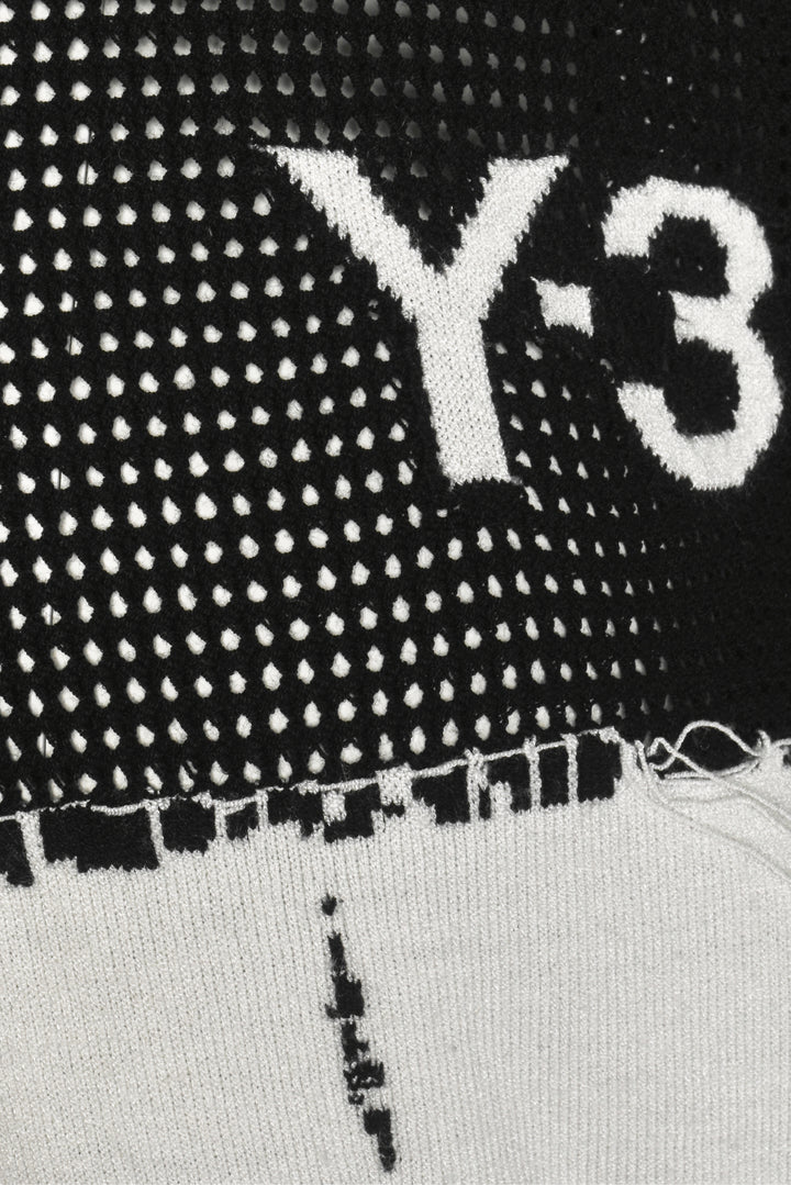 Y3 Size 2X Graphic Knit Distressed Crew Sweater