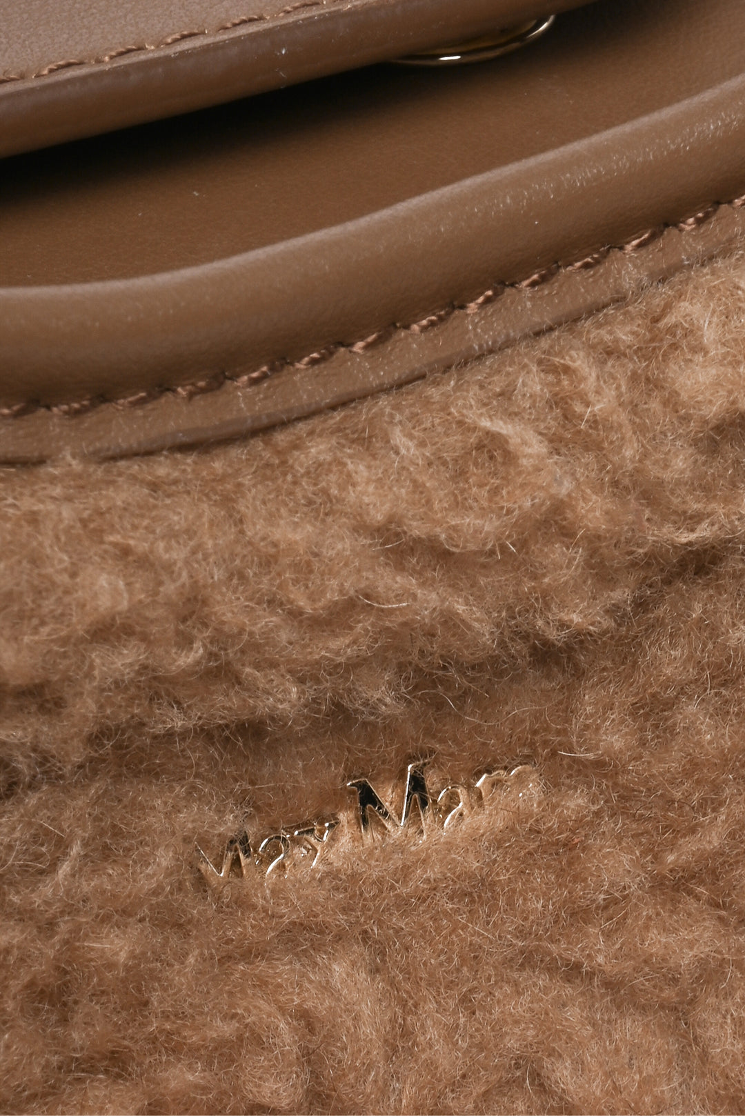 Max Mara Marine Leather Trim Teddy Shoulder Bag