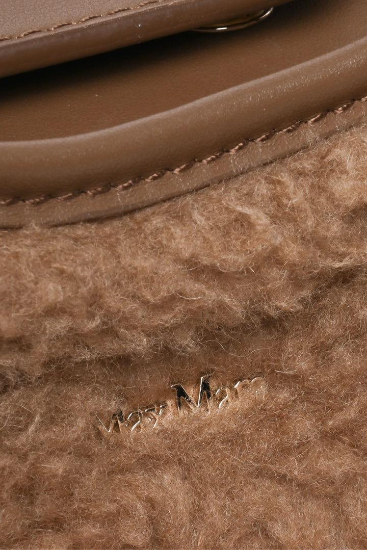 Max Mara Marine Leather Trim Teddy Shoulder Bag
