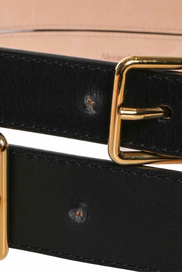 Alexander Mcqueen Size 32 Double Strap Leather Waist Belt