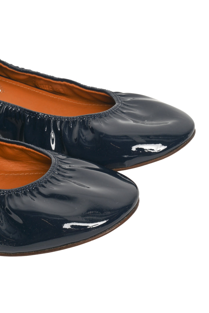 Lanvin Size 36 Patent Ruched Ballerina Flats