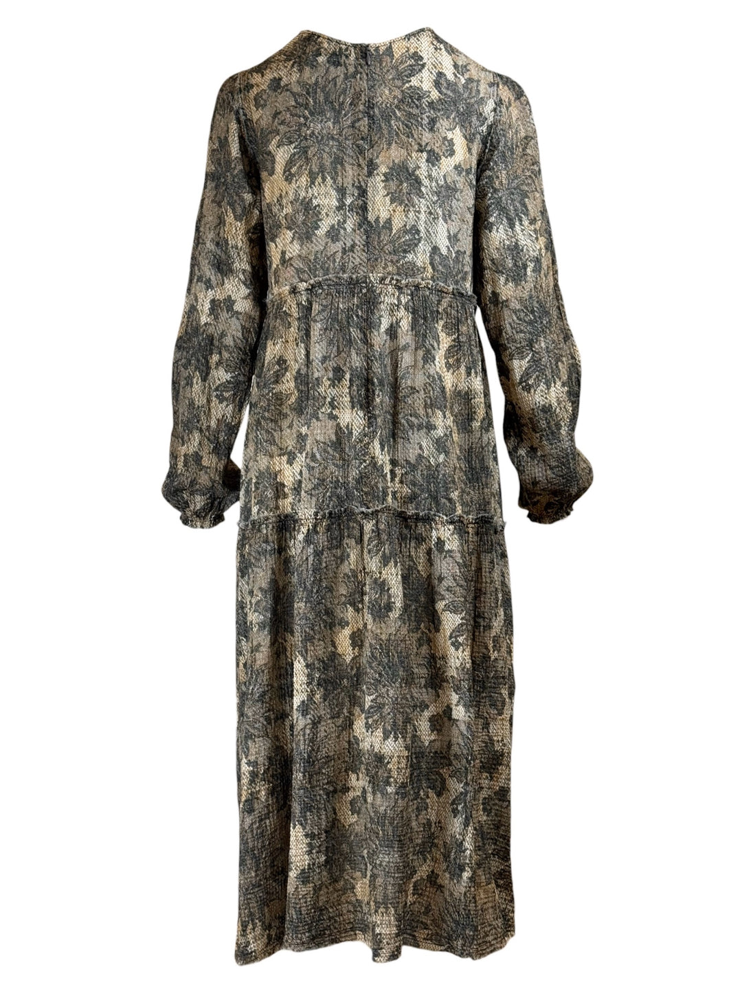 R13 Size S Long Sleeve Shredded Relaxed Midi Dress