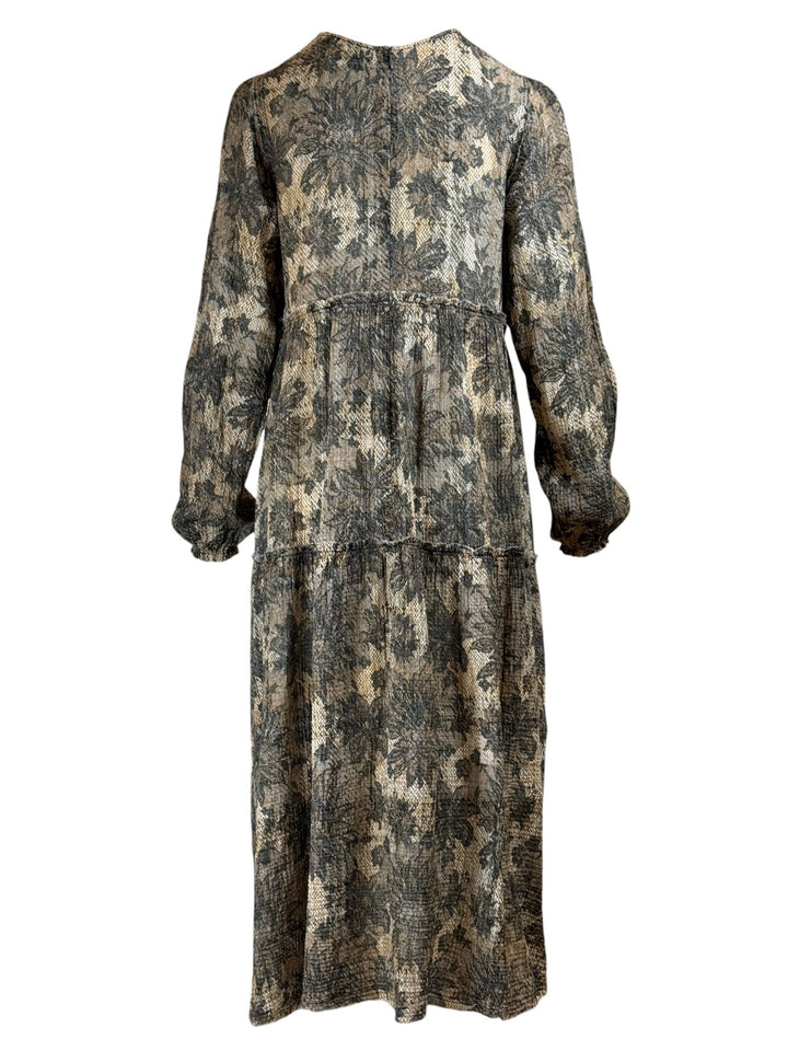 R13 Size S Long Sleeve Shredded Relaxed Midi Dress