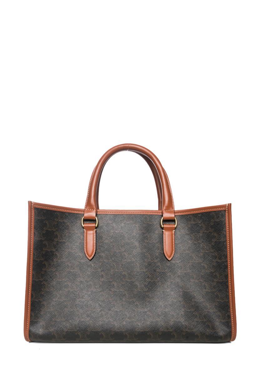 Celine 2022 Triomphe Canvas Calfskin Mini Horizontal Cabas Tote