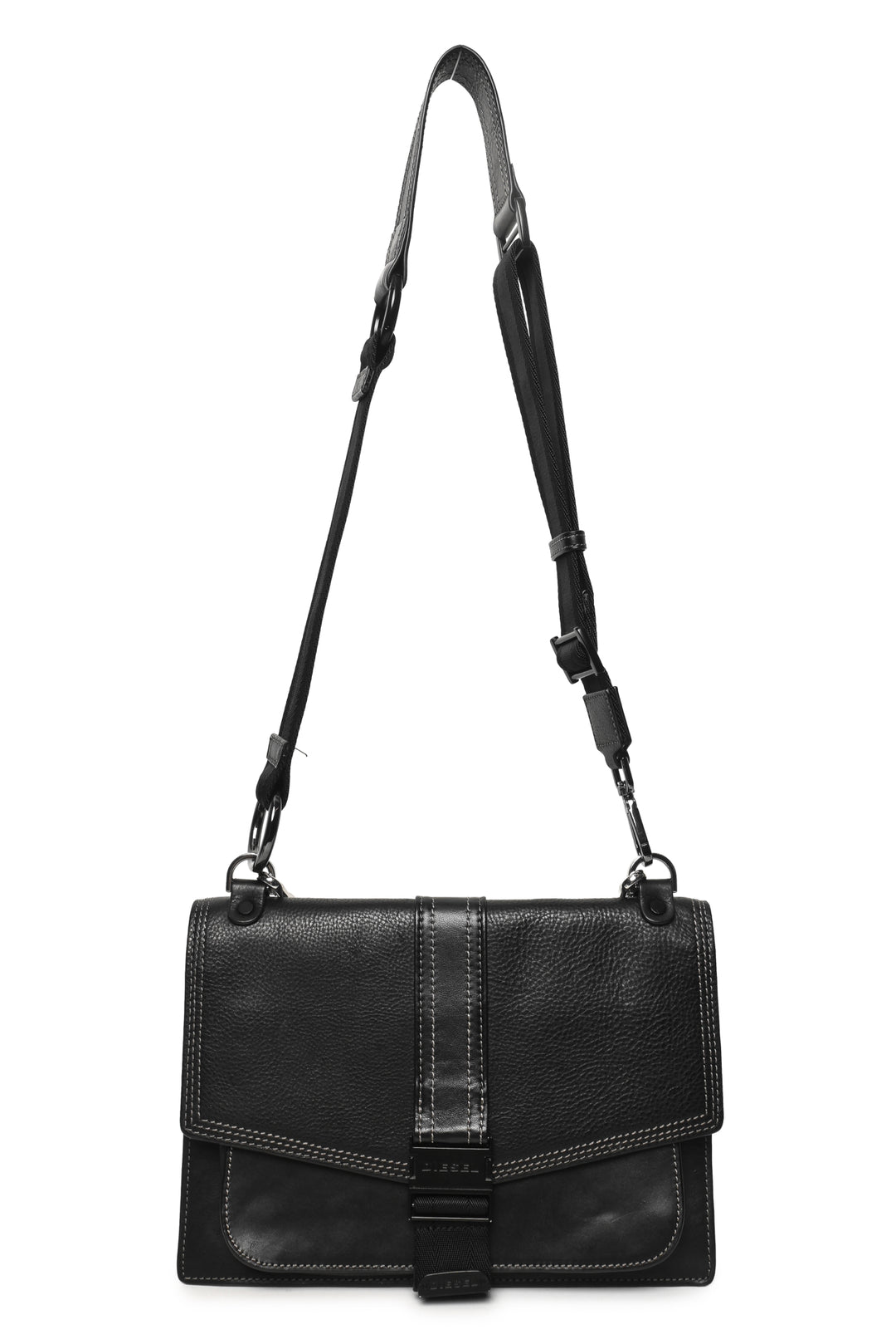 Diesel Miss-Match Grained & Smooth Leather Flap Crossbody