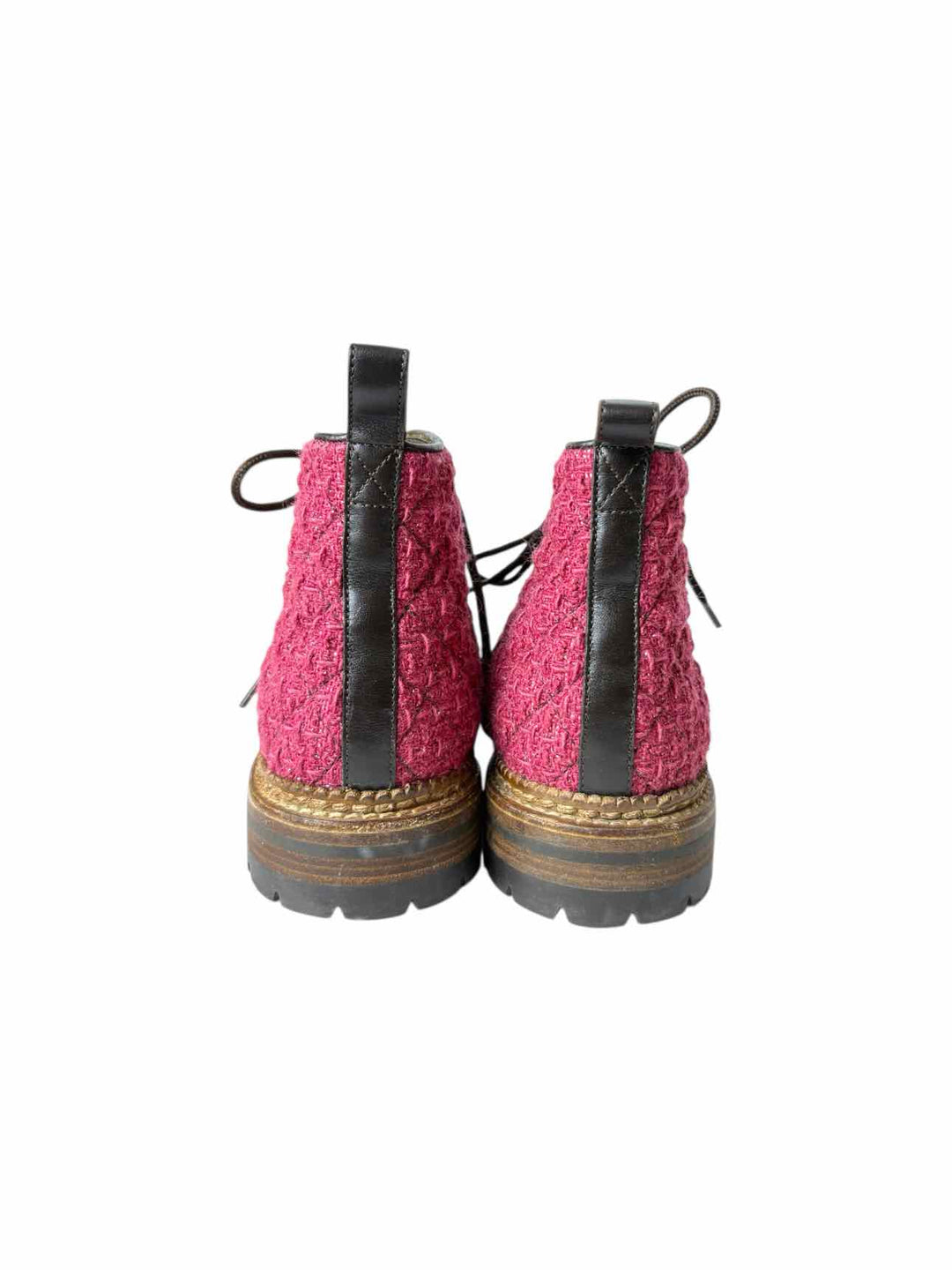 Chanel Size 38 Tweed & Leather Trekking Short Ankle Boots