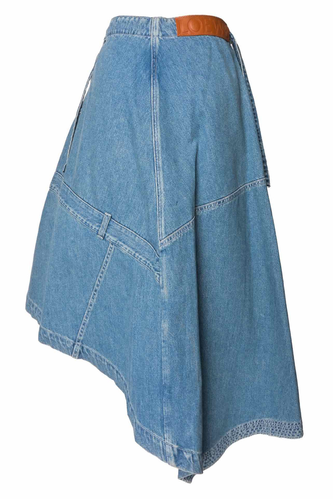 Loewe Size 36 Patchwork Asymmetrical Denim Skirt