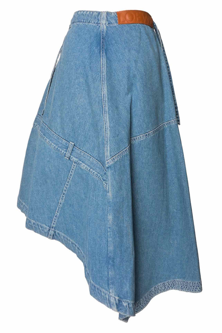 Loewe Size 36 Patchwork Asymmetrical Denim Skirt