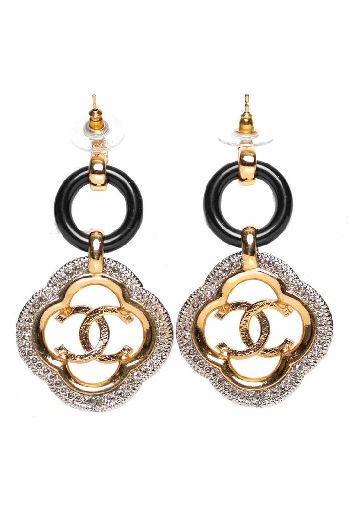 Chanel 2019 Resin & Strass CC Logo Earrings