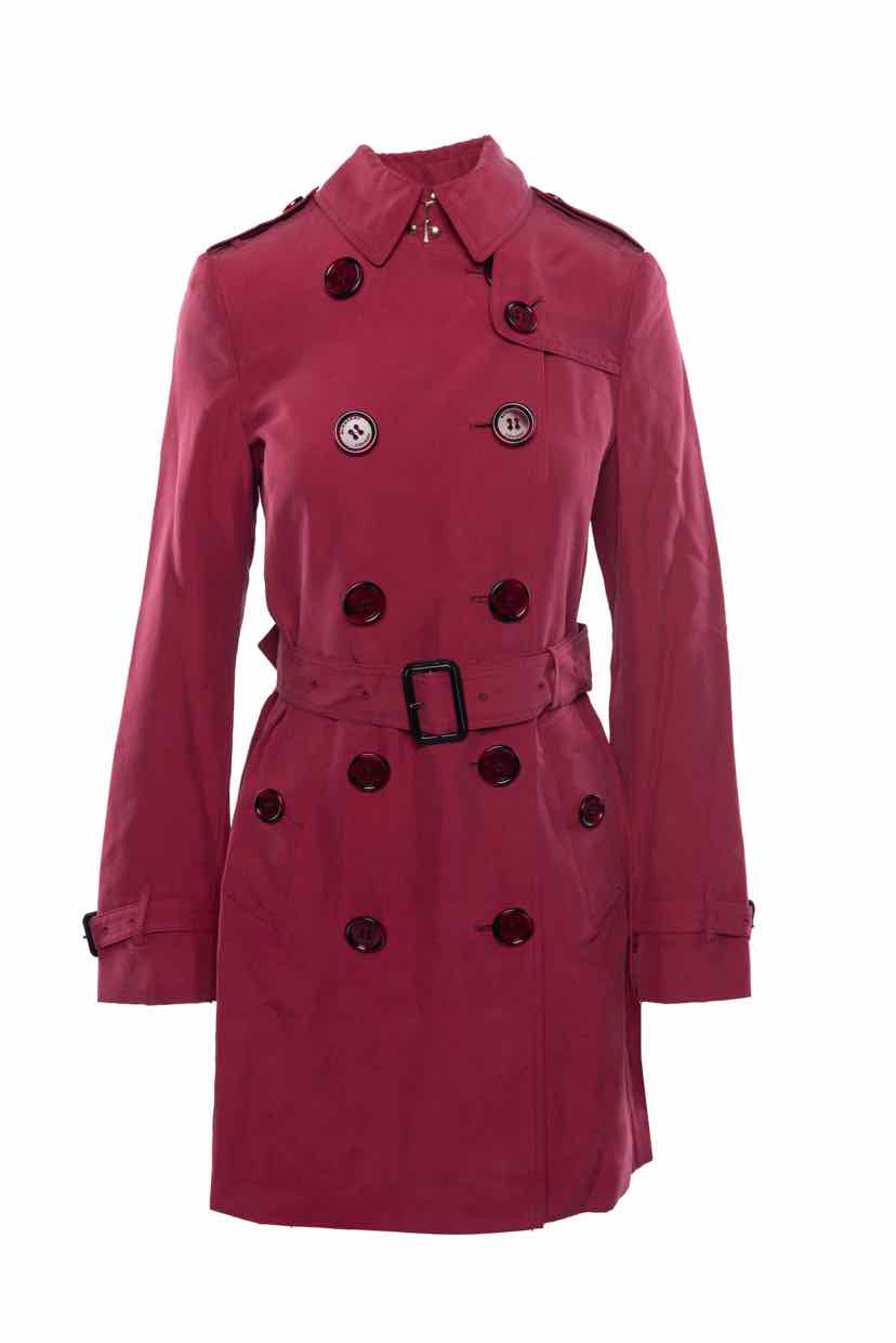 Burberry London Size 4 Silk Belted Trench Coat